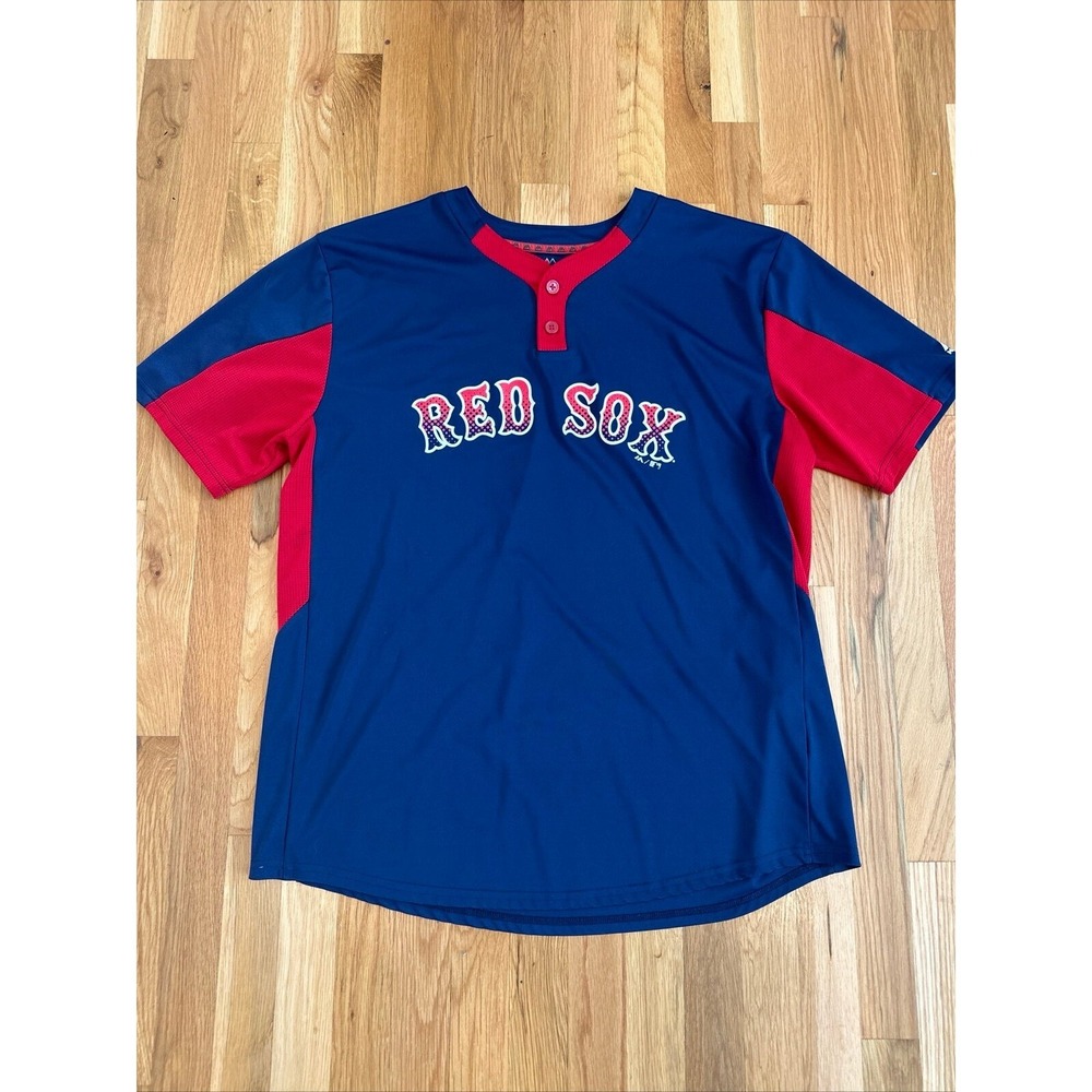 Boston Red Sox Jersey Boy Size S Blue Cool Base MLB Baseball Majestic Adult‎ XL